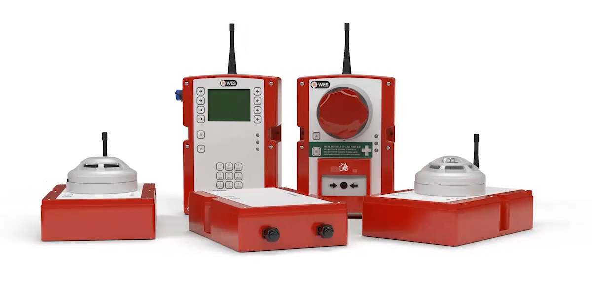 WES3 portfolio van Ramtech Electronics — basisstation, rookmelder, handmelder en thermische melder